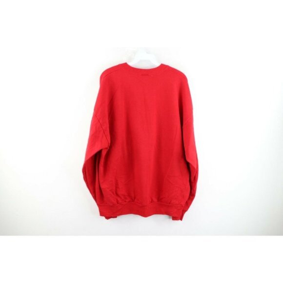 Vintage 90s Womens Large Santa Claus Christmas Nature Faded Sweatshirt Red USA - Picture 6 of 8